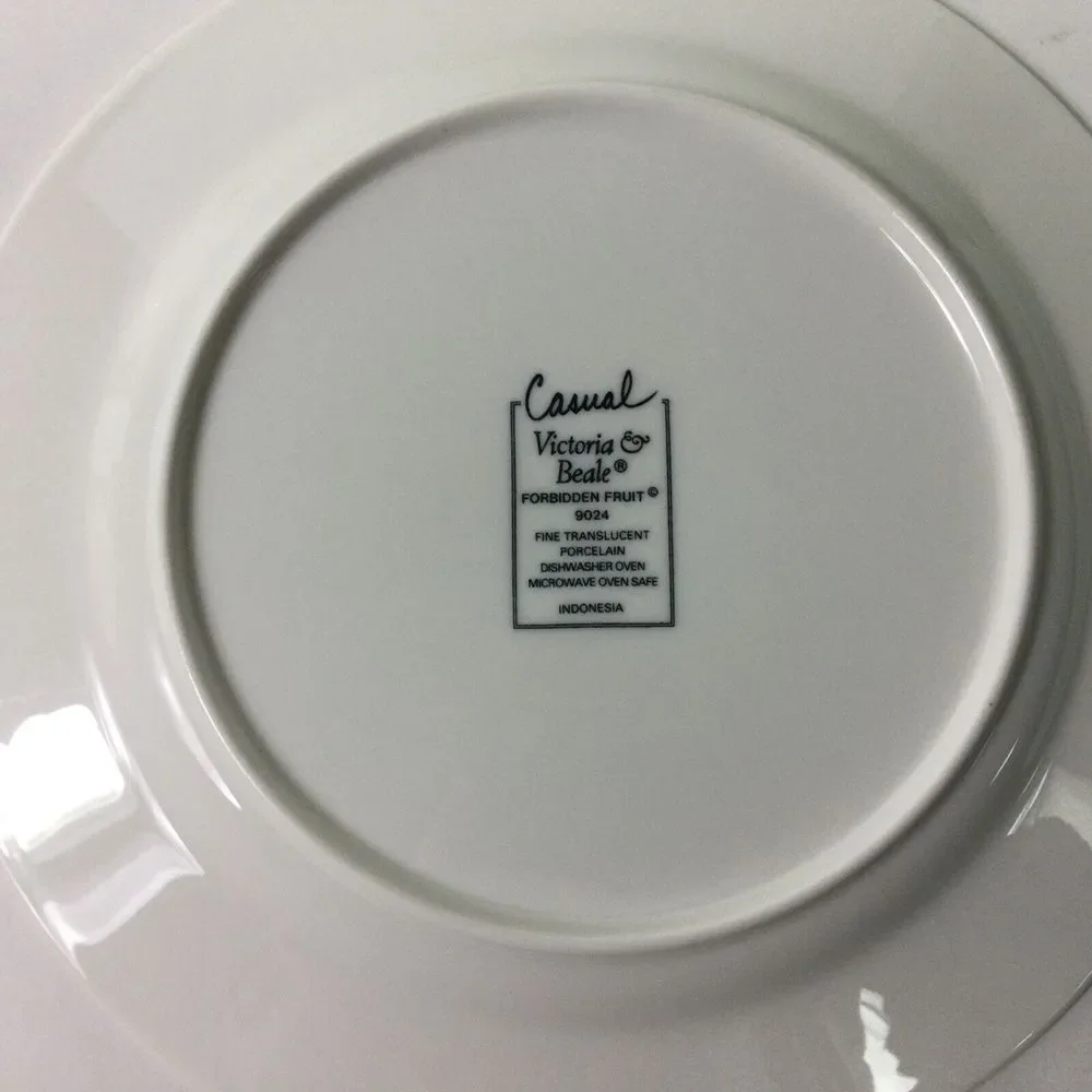 Victoria Beale Forbidden Fruit 8in Bread Plate fine porcelain‎ 9024 Set of 4